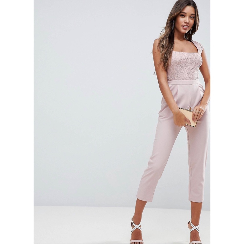 ASOS Lace Top Jumpsuit with Lattice Back